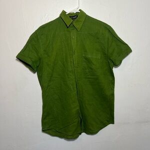 Green Short Sleeve Button Down Shirt SMALL